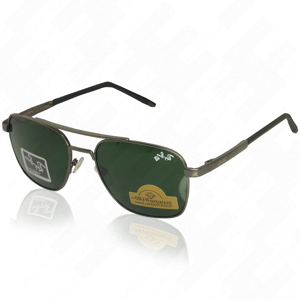 عینک ریبن شیشه سنگ خلبانی Aviator چند ضلعی دسته فنری کیفیت مستر کد 23107