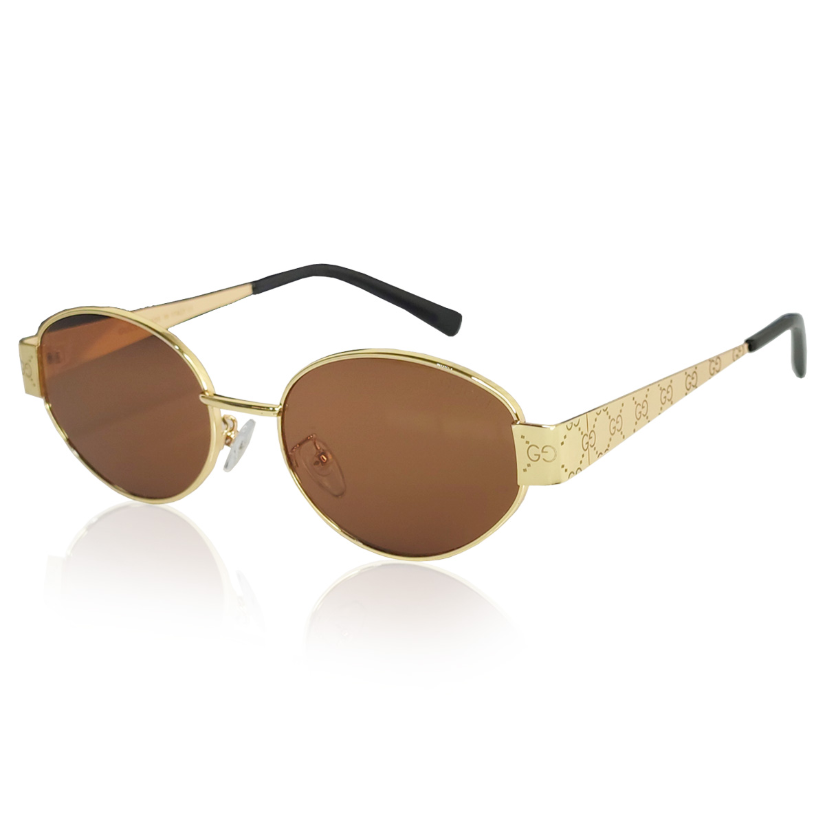 عینک آفتابی زنانه بیضی گوچی Gucci فلزی مارک دار کیفیت مستر uv400 کد 2511